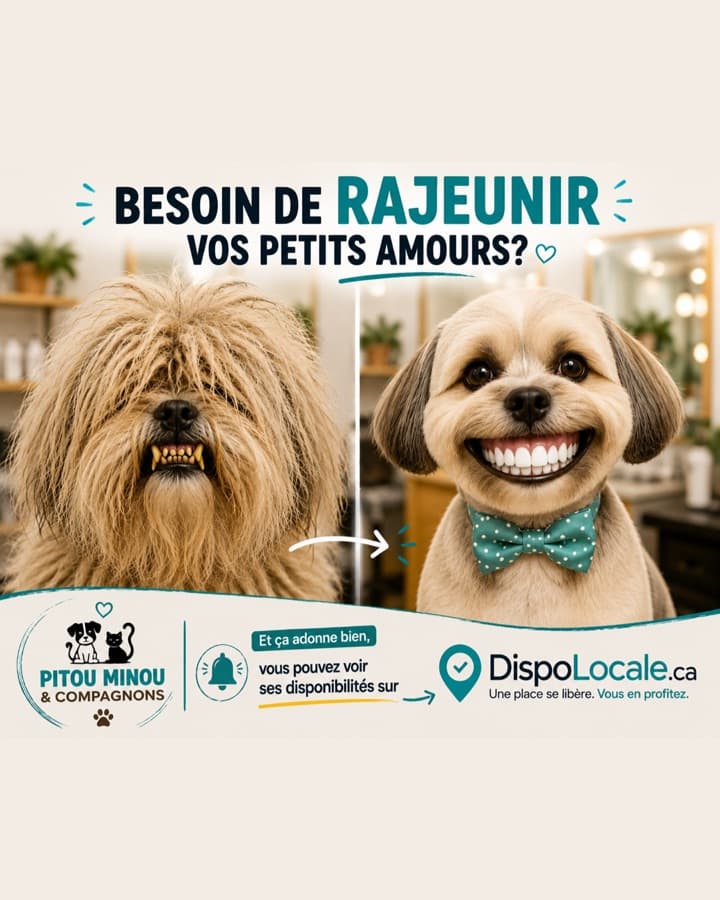 Exemple d'affiche DispoLocale, créée pour Pitou Minou & Compagnons