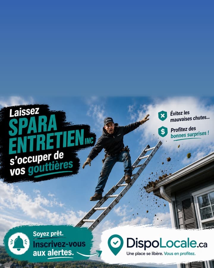 Exemple d'affiche DispoLocale, créée pour Spara Entretien inc.