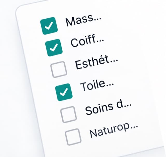 Une liste de services avec des cases à cocher, dont trois sont cochées.